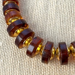 Vintage 1960s West Germany Honey & Gold Tone Faux Tortoise Shell Beads Necklace