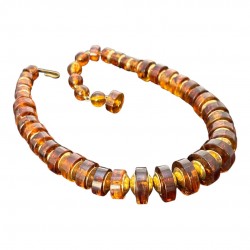 Vintage 1960s West Germany Honey & Gold Tone Faux Tortoise Shell Beads Necklace