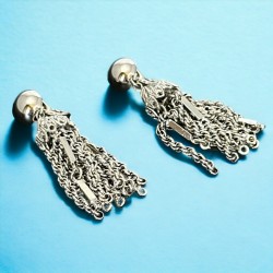 Vintage 1960s-70s Monet Damita Collection Silver Tone Tassel Clip-On Earrings