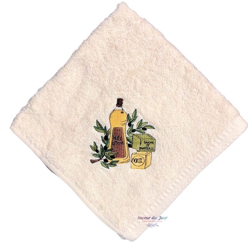 Square Terry Hand Towel - Olive Oil & Marseille Soap - Cream