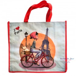 French Tote Bag - Red Bicycle in Paris