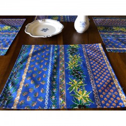 Provence Coated Placemat - Olive Mimosa Blue - Le Cluny