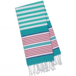 Towel Fouta - Small Aqua & Pink Stripes