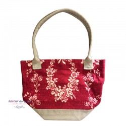 Toile de Jouy Handbag - Floral Quail - Red & Beige