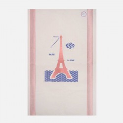 French Dish Towel - La Seine in Paris - Red