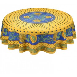 Provence Round Tablecloth - Sunflower Blue & Yellow
