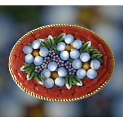 Vintage Italian Micro Mosaic Orange Flower Brooch
