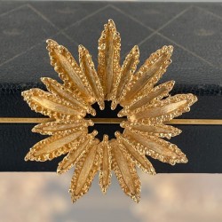 Vintage Avon Starburst Textured Gold Tone Statement Flower Brooch