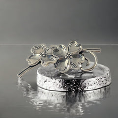 Vintage 1950s BEAU Sterling Double Dogwood Flower Brooch – Elegant Floral Pin