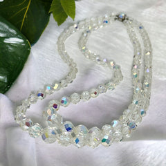 Vintage Sparkling Austrian AB Crystal Graduated Necklace