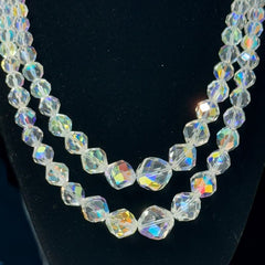 Vintage Sparkling Austrian AB Crystal Graduated Necklace