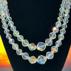 Vintage Sparkling Austrian AB Crystal Graduated Necklace