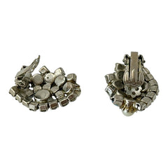 Vintage AB Topaz Rhinestones & Faux Pearls Clip-on Earrings