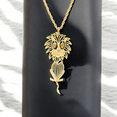 Vintage 1970s Signed Alan Articulated Lion Pendant Chain Necklace