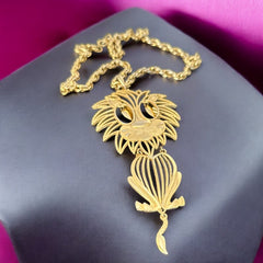 Vintage 1970s Signed Alan Articulated Lion Pendant Chain Necklace