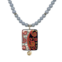 Ceramic Pendant & Angelite Necklace