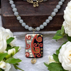 Ceramic Pendant & Angelite Necklace