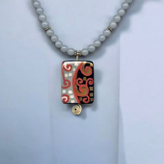 Ceramic Pendant & Angelite Necklace