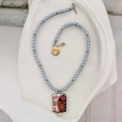 Ceramic Pendant & Angelite Necklace