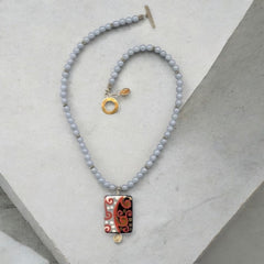 Ceramic Pendant & Angelite Necklace