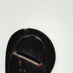Antique Czech black glass and rhinestone sash buckle with silver‑tone two‑part closure.