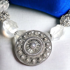 Antique Dutch 15 Knots Silver Brooch & Rock Crystal Necklace