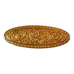 Antique French Engraved Gold Plated Oval Brooch