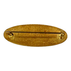 Antique French Engraved Gold Plated Oval Brooch