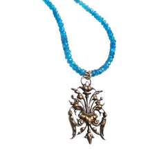 Antique Silver Pendant & Dark Apatite Necklace