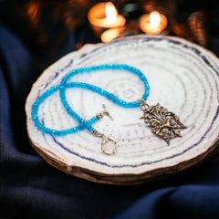 Antique Silver Pendant & Dark Apatite Necklace