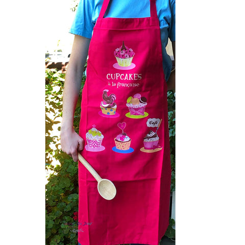 Apron "Cupkakes a la Francaise" - Torchons et Bouchons - Dark pink