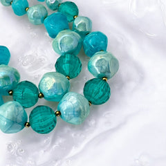 Vintage 1950s Aqua Blue Chunky Beaded Statement Necklace – Radiant Retro Elegance