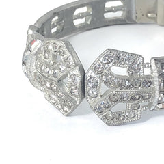 Vintage Art Deco French Paste Rhinestones Clamper Bangle Bracelet