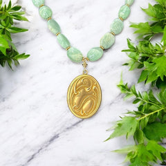 Antique Art Nouveau Gold-Filled Locket Necklace with Moonstones – Designed by Elisabeth Michel-Meyrueix