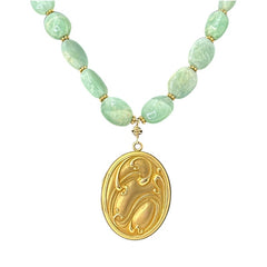 Antique Art Nouveau Gold-Filled Locket Necklace with Moonstones – Designed by Elisabeth Michel-Meyrueix