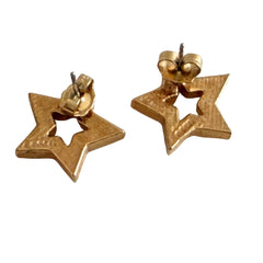 Vintage Avon Red Rhinestone Gold Tone Star Post Earrings – Late 1980s–1990s - Signed