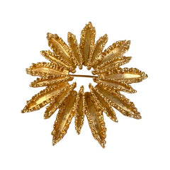 Vintage Avon Starburst Textured Gold Tone Statement Flower Brooch