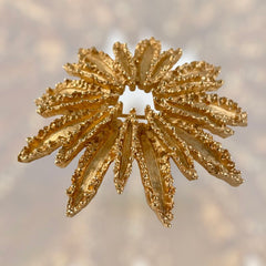 Vintage Avon Starburst Textured Gold Tone Statement Flower Brooch