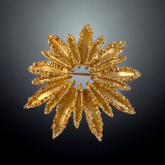 Vintage Avon Starburst Textured Gold Tone Statement Flower Brooch