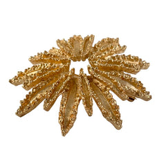 Vintage Avon Starburst Textured Gold Tone Statement Flower Brooch