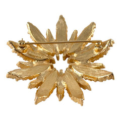 Vintage Avon Starburst Textured Gold Tone Statement Flower Brooch