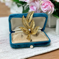 Vintage BSK Gold Tone Leaf Spray Brooch