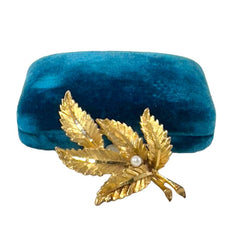 Vintage BSK Gold Tone Leaf Spray Brooch