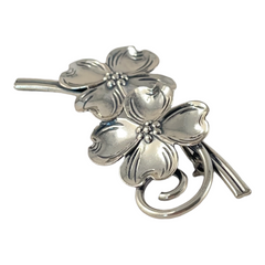 Vintage 1950s BEAU Sterling Double Dogwood Flower Brooch – Elegant Floral Pin