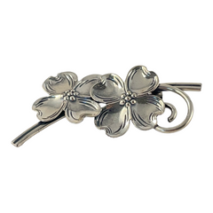 Vintage 1950s BEAU Sterling Double Dogwood Flower Brooch – Elegant Floral Pin