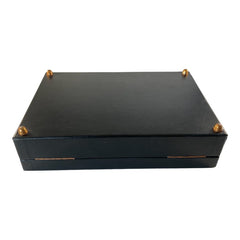 Vintage Black & Gold Faux Leather Jewelry Box