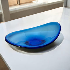 Vintage Cobalt Blue Scandinavian Art Glass Bowl