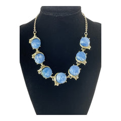 Vintage Light Blue Marbled Plastic Cabochon Links Necklace