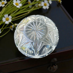  Vintage Bohemian Jihlava cut crystal bowl from the Winter collection, wheat sheaf motif, 1980s Czech glass, 8½" wide centerpiece in very good condition, eco‑conscious sustainable tableware for holiday hosting or gifting.