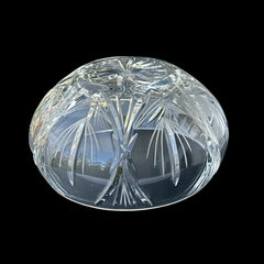  Vintage Bohemian Jihlava cut crystal bowl from the Winter collection, wheat sheaf motif, 1980s Czech glass, 8½" wide centerpiece in very good condition, eco‑conscious sustainable tableware for holiday hosting or gifting.